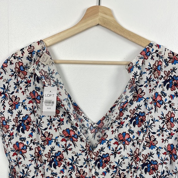 Loft Beach short cap drawstring sleeve V neck elastic waist floral jumpsuit XXS - Picture 10 of 11